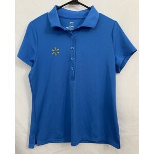 Walmart‎ Employee Store Associate Blue Performance Polo Shirt Womens Size M
